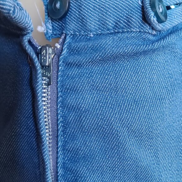 Vintage Women's Farm Jeans Capri High-Waisted Stetch Denim Side Zipper 1960's - Picture 6 of 9